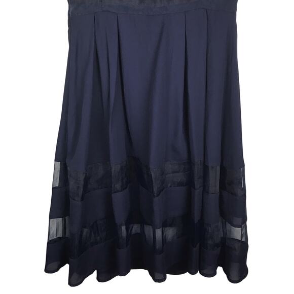 Anthropologie Elliatt Dutchess Dress Short Sleeve Sheer Stripes Pleated Navy S - Picture 7 of 11